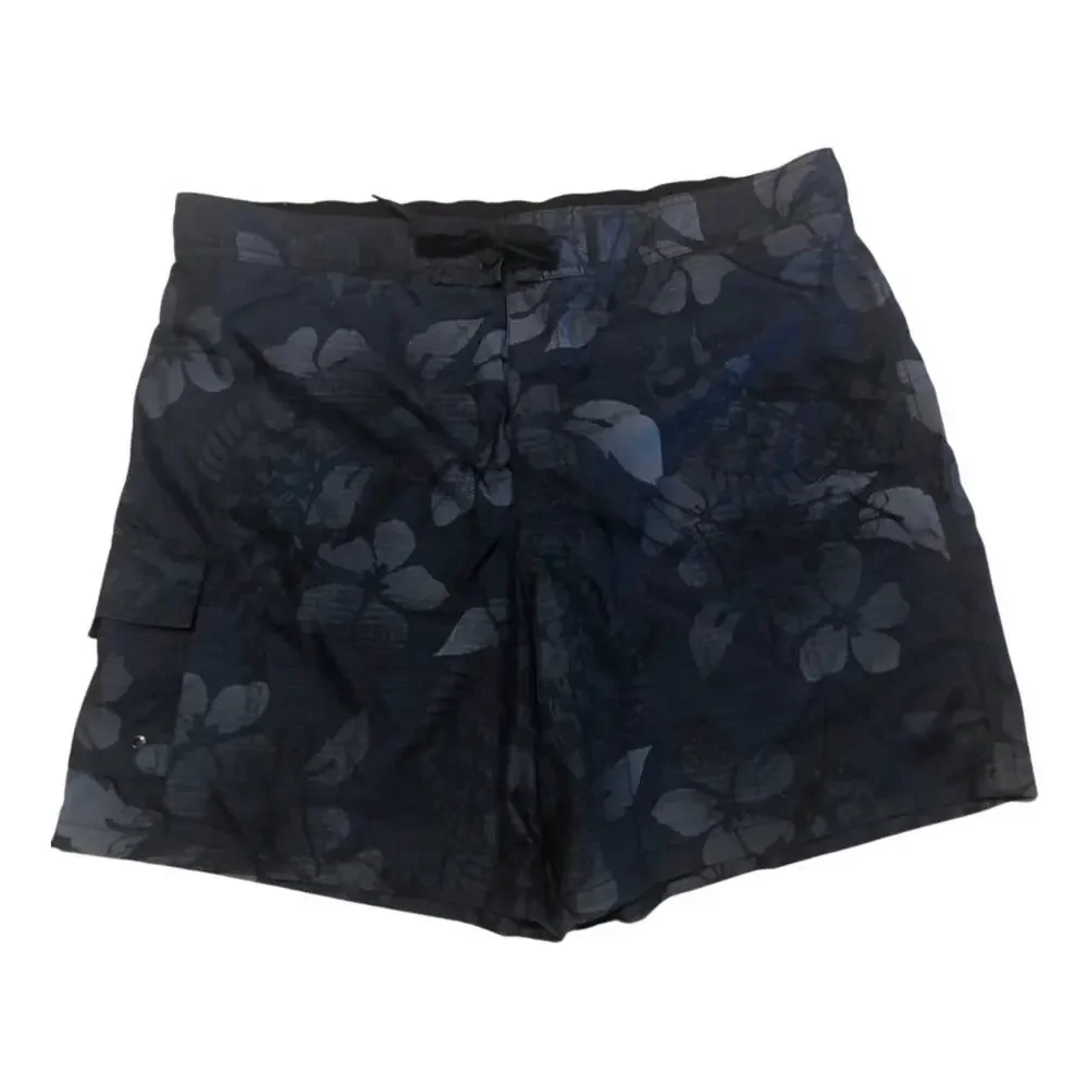 Merona, Dark Navy Blue Floral print, Mens XL Swim Shorts